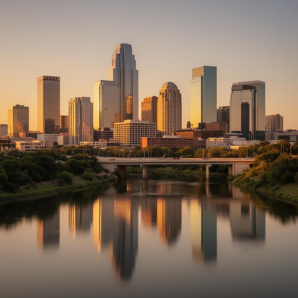 Austin, Texas downtown skyline at golden hour